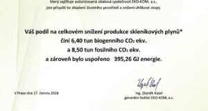 Přispěli jsme k úspoře emisí